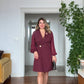 CROSS COLLAR DRESS - BURGUNDY