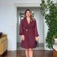 CROSS COLLAR DRESS - BURGUNDY