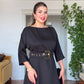 OVERSIZED BELTED MIDI DRESS – SİYAH