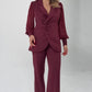 STONE-EMBELLISHED CHIFFON SLEEVE SUIT BORDEAUX