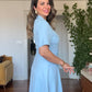 BELTED BUTTON-DOWN MIDI SHIRT DRESS - BABY BLUE