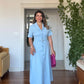 BELTED BUTTON-DOWN MIDI SHIRT DRESS - BABY BLUE