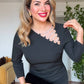 ASYMMETRIC NECKLINE CRYSTAL DETAILED DRESS - BLACK