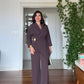 WRAP BELTED BLAZER SET - MOCHA BROWN