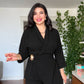 WRAP BELTED BLAZER SET - BLACK