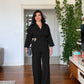 WRAP BELTED BLAZER SET - BLACK