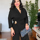 WRAP BELTED BLAZER SET - BLACK