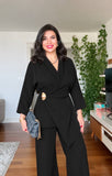 WRAP BELTED BLAZER SET - BLACK