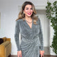 SPARKLING WRAP MINI DRESS – SILVER