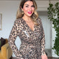 LEOPARD PRINT SEQUIN WRAP DRESS