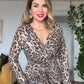 LEOPARD PRINT SEQUIN WRAP DRESS