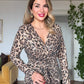 LEOPARD PRINT SEQUIN WRAP DRESS