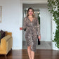 LEOPARD PRINT SEQUIN WRAP DRESS