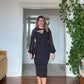 ASYMMETRICAL CUT CHIFFON SLEEVE DRESS - BLACK