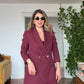 GOLD BUTTON DETAIL OVERSIZE SUIT – BURGUNDY