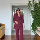 GOLD BUTTON DETAIL OVERSIZE SUIT – BURGUNDY