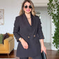 GOLD BUTTON DETAIL OVERSIZE SUIT – BLACK
