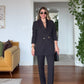 GOLD BUTTON DETAIL OVERSIZE SUIT – BLACK