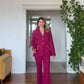 PREMIUM SUIT WITH GOLD CHAIN DETAIL – FUCHSIA