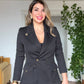 BLACK GOLD-BUTTON DOUBLE-BREASTED BLAZER SUIT – BLACK
