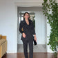BLACK GOLD-BUTTON DOUBLE-BREASTED BLAZER SUIT – BLACK