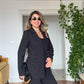 ELEGANT BLACK SUIT WITH BEADED SIDE DETAIL – BLACK