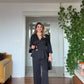 ELEGANT WRAP PEPLUM SUIT – BLACK