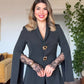 GOLD BUTTON DETAILED LACE SLEEVE ELEGANT SET – BLACK