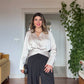 SATIN BLOUSE & WIDE LEG TROUSERS ELEGANT SET – BEIGE & BLACK