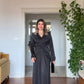 WAIST DRAPED LONG SLEEVE MAXI DRESS – BLACK