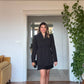 BUTTON DETAIL BLAZER-STYLE MINI DRESS – BLACK