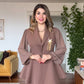 STAR ACCESSORY DETAILED JACKET & WIDE LEG TROUSERS SET – BROWN