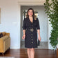 BELTED BUTTON-DOWN MIDI DRESS – BLACK