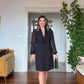 FLORAL APPLIQUÉ CHIFFON SLEEVE BLAZER DRESS – BLACK