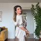 SATIN TEXTURED ELEGANT BLOUSE AND LONG SKIRT SET – CHAMPAGNE