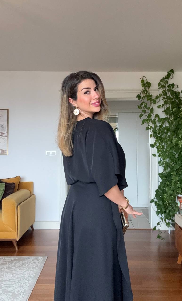ASYMMETRIC MAXI DRESS - BLACK