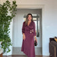 GOLD BUTTON DETAIL WRAP DRESS – BURGUNDY