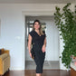ELEGANT V-NECK MIDI DRESS - BLACK
