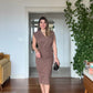ELEGANT V-NECK MIDI DRESS - BROWN