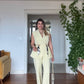 VEST TWO-PIECE SET WITH CHAIN BELT DETAIL - YELLOW