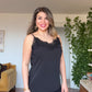 LACE-DETAILED BLACK THREE-PIECE SET WITH BELT - BLACK