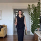 PEPLUM DRESS WITH LARGE BUCKLE BELT DETAIL - BLACK