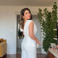 ASYMMETRIC ONE-SHOULDER BLAZER COLLAR WIDE-LEG SUIT - WHITE