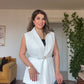 LACE-DETAILED BLACK THREE-PIECE SET WITH BELT - WHİTE