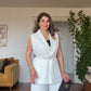 LACE-DETAILED BLACK THREE-PIECE SET WITH BELT - WHİTE
