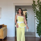 PEPLUM DETAILED STRAPLESS SET - LEMON YELLOW