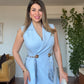 SLEEVELESS BLAZER DRESS - BABY BLUE