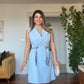 SLEEVELESS BLAZER DRESS - BABY BLUE