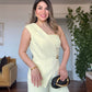 ASYMMETRIC ONE-SHOULDER BLAZER COLLAR WIDE-LEG SUIT - YELLOW