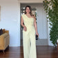 ASYMMETRIC ONE-SHOULDER BLAZER COLLAR WIDE-LEG SUIT - YELLOW